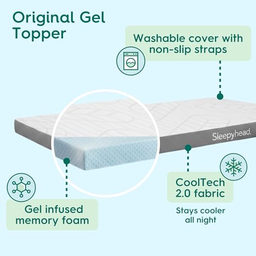 Sleepyhead Twin XL Mattress Topper 3 Inch for College Dorm, Cooling Gel Memory Foam, Pressure Relief, Removable Washable Cover, CertiPUR-US Certified (XL Twin 3")