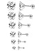 Jstyle 6Pairs 18G Stainless Steel Mens Womens Stud Earrings Cartilage Ear Piercings Helix Tragus Barbell CZ 3-8mm