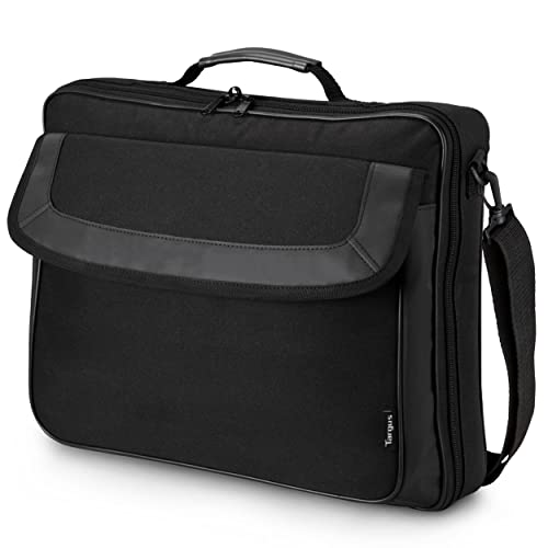 Targus Classic Clamshell Sacoche pour Ordinateur Portable 15,6, Sac a Bandouliere Homme Femme Confortable, Mallette Ordinateur Portable avec Poches – Noir, TAR300