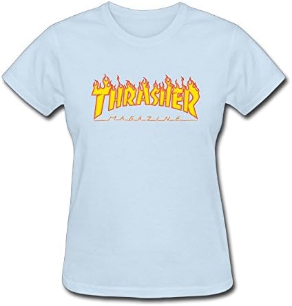ASKKEEEN Womens Thrasher Flame Logonarrow Coverseamed Neck Short Sleeve T-Shirt