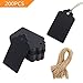 200pcs Black Paper Gift Tags with Free 200 Root Natural Jute Twine (Water Ripple)