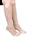 Zipper Compression Socks (2 Pairs), Open Toe Leg Support Medical Edema Varicose Veins Swollen Sore Knee Stockings