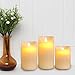 Gideon Flameless LED Candle Set of 3 Sizes 4 inch, 5 inch, 6 inch Made with Real Wax and Dripping Style Design with Realistic Flickering Candle Motion Includes Remote Control - Vanilla Scented