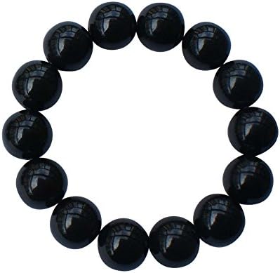 eleeColorful Power Health Tourmaline Black/Green Bigger Beads Stretch Bracelet Wristband (Black)