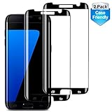 RUXELY S7 Edge Screen Protector (2 Pack), Case-Friendly Tempered Glass,Anti-Scratch,Anti-Bubble,9H Hardness,HD Clear Protective Glass for Samsung Galaxy S7 Edge(Black)