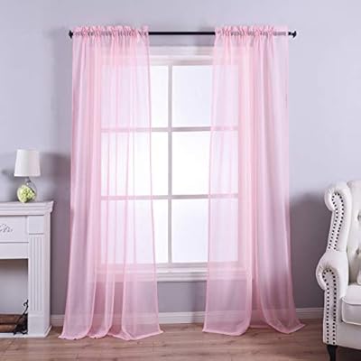 Amazon Com Anjee Pink Sheer Curtains 96 Inches Long Voile