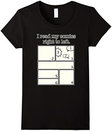 Womens "I Read My Comics Right to Left" Manga Reader Anime T Shirt Small Black