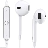 Mobile Link Bluetooth Ear Headphone, Wireless Sweat-Proof Noise-Canceling Stereo Earphone with Ear Hooks and Magnetic Shell for S6s, Running, Travel and Workout (White) - Compatible With Xiaomi Mi 4i