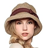 Supergirl Women Hat Crimping Brim Linen Cap Sun Hats Summer Topee UPF 50+ Beach Hats