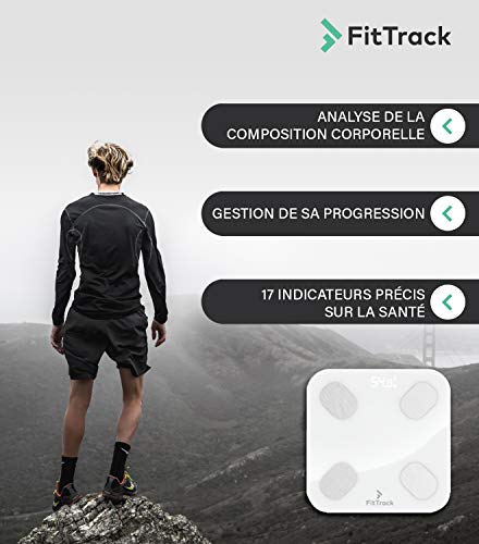 FitTrack Dara Smart BMI Digital Scale - Measure Weight and Body Fat - Most Accurate Bluetooth Glass Bathroom Scale
