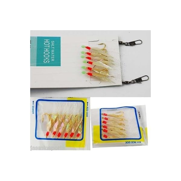 Shaddock-Fishing-5-20-Packs-Assorted-Sabiki-Rigs-Glow-Sabiki-Shrimp-Bait-Rigs-Rigged-Fishing-LuresFeathers-Hooks-with-Ball-Bearing-Swivel-Interlock-Snap-Connector