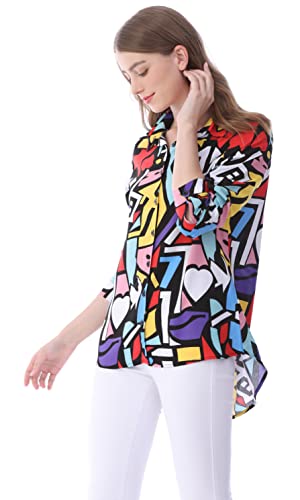 Dressy Blouses for Women Fashion, Casual Long Sleeve Button Down Shirts Tops(Mix Colors,Small)