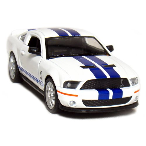 5" 2007 Shelby GT500 1:38 Scale (White/Blue Stripes) by Kinsmart