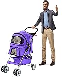 4 Wheels Pet Stroller for Dogs/Cats, Cat Dog Cage