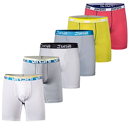 Jinshi men s 6 pack bamboo long boxer briefs lightweight u convex…