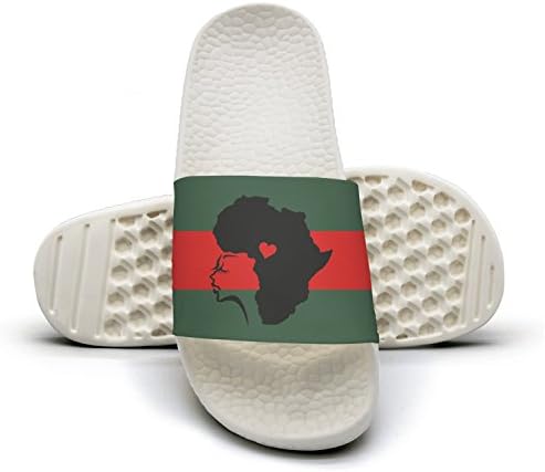 African Woman Hair Love Man Red And Green Stripe Flat Slipper Sandals Mules Slippers