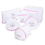 Cyboome Delicates Double-Layered Mesh Laundry Bag with 1 Large Bra Bag and Rust Proof Zipper, Set of 6