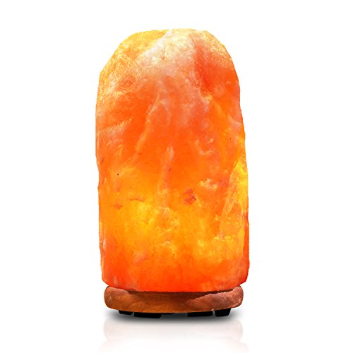 WBM Himalayan Glow Salt lamp night light with Neem Wood Base /salt lamp light bulbs and Dimmer Control, Crystal, 6" - 7", 5 - 7 LBS