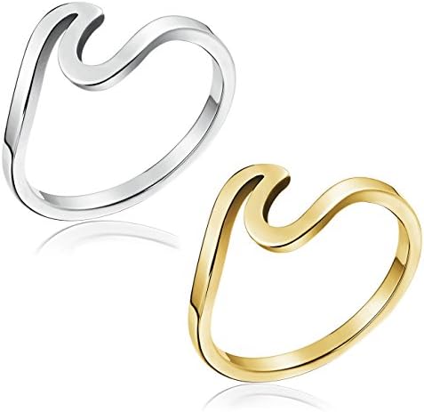 Faurora Rings for Women Wave Ring Engagement Rings Women Rings Size 8 Gift Set