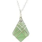 Yinahawaii Handmade Sea Glass Necklace, Hawaiian Jewelry For Women, Wire Cross Necklace, Unique Sea Glass Jewelry For Women Birthday Gift For Women