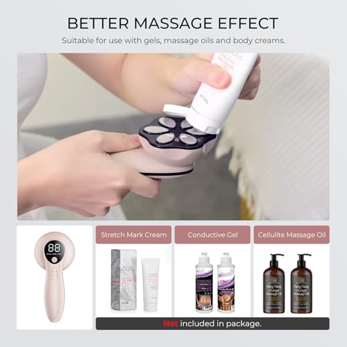 4-in-1 Cellulite Massager Tool - Body Sculpting Machine with Heating, Reduce Stretch Marks & Skin Tightening, Cellulite Remover for Legs, Belly, Waist, Arms, Buttocks, Wireless & Lightweight