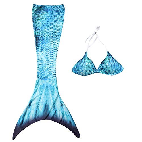 VT BigHome Mermaid Tail for Kids/Adults Swimming Blue/Purple Mermaid Costume with Swimming Monofin - Thumbnail 4