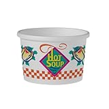 SOLO KHB8A-86926 Double-Sided Polyethylene-Coated Paper Food Container with Lid, 8-oz. Capacity, Hot Soup Label (Case of 250)