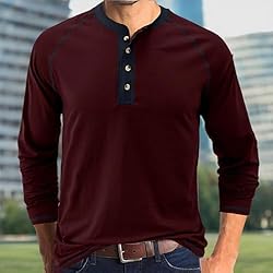 Qekoma Men's Fashion Henley Shirts Classic