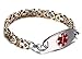 JF.JEWELRY Two-Tone Figaro Stainless Steel Link Medical Alert ID Bracelet for Men and Women,7.9 Inch