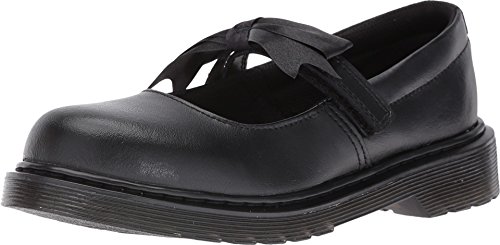 Dr. Martens Girl's Maccy II Dress Mary Jane Flats With Bow, Black Leather, 4 Big Kid M UK, 5 M