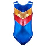 DAXIANG One-piece Gymnastics Leotard for Little Girls Sleeveless Biketard Double-V Shiny Material