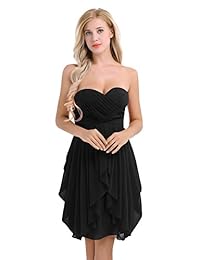 Alvivi vestido de noche de dama de honor de gasa fruncida sin tirantes para mujer