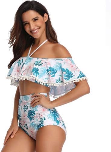 Amazon Huyb 親子水着 レディース 女の子 水着キャミソール セクシー 可愛い フリル キャミソール プリント 三角ビキニ 2点セット レディース 水着 ビーチ 海水浴 温泉旅行 海外旅行 ビキニ セパレーツ 通販