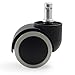 Office-Chair Caster Rubber Wheels for Hardwood - KATU BG506-38 - 2 Inch Diameter with Standard Stem. Safe for Hardwood Floors, Smoothness and Quietness - (Set of 5) Color Black & Gray