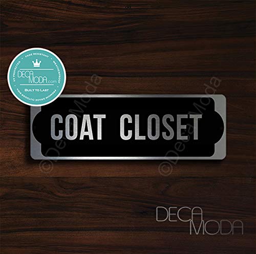 Deca Moda Coat Closet Sign, Signs for Business, Coat Closet Signs, Business Sign, Coat Closet, Door Signs, Silver Finish, 9 x 3 inches