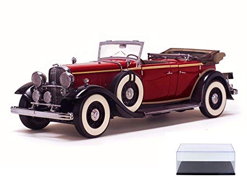 Diecast Car & Display Case Package - 1932 Ford Lincoln KB Top Down, Red - Sun Star 6166 - 1/18 Scale Diecast Model Toy Car w/Display Case
