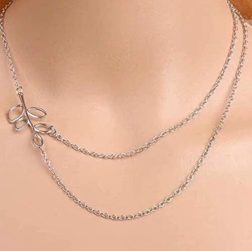 XiZiMi Necklace with Pendant for Woman and Girl, Motif with Pearl and Leaves