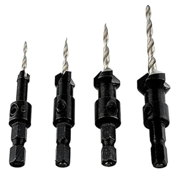 Generic FSLH-4 pcs HSS Power Groove Countersink Hex Shank Tapered Drill Bits Set