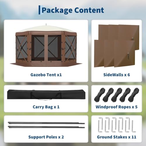 Jojoka 13x13 Pop Up Screen Canopy Tent, Instant Gazebo with Mosquito Netting, UPF 50+ Waterproof Shelter image 16
