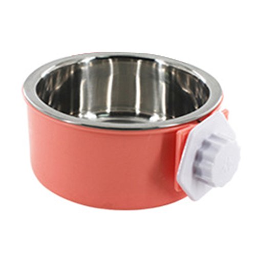 Urijk Cage Stainless Steel Dog Bowl, Hanging Dog Bowl Bolt Holder, Removable Water Food Feeder Bowl Dish Cage Coop Cup Pet Cat Bird Puppy