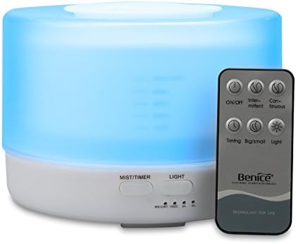 Kumiba 500ml with Remote Control Humidifier Aromatherapy Essential Oil Diffuser with 7LED Mood Light Automatically Shut off Suitable for Bedroom Living room Baby Yoga or Spy