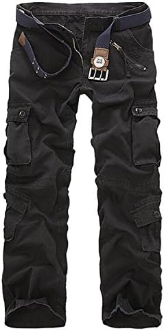 Wiipu Men's Combat Cotton Cargo ARMY Pants Camo Trousers(J1198)- 38 Black