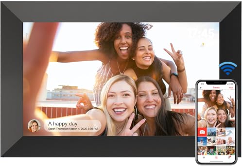 YUUTY WLAN Digitaler Bilderrahmen, 10,1 Zoll 32GB Elektronischer Bilderrahmen, 1280x800 HD IPS LCD Touchscreen Foto Rahmen, Automatische Rotation, Tei