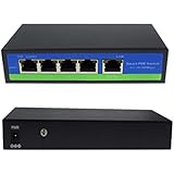 ANVISION 5-Port Ethernet Switch with 4 PoE Ports + 1 Uplink, 10/100Mbps IEEE802.af/at, 80W