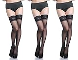 Lubricious Thigh High Stockings (One Size 3 Pack, Black)