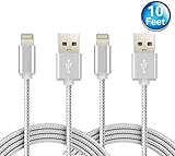 Nekmit 2 Pack 10 Feet / 3 Meters Nylon Braided Lightning to USB Cable Extra Long Charger for iPhone iPad iPod
