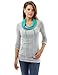 PattyBoutik Women's Drawstring Cowl Neck Raglan Blouse (Light Gray and Turquoise S)