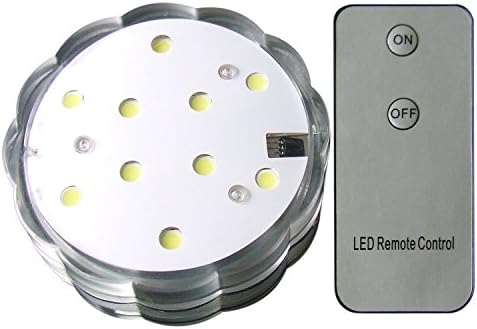 Donbala 10-Led Submersible Light IR Remote Control White Color Led Puck Light Wedding Centerpiece and Floral Decoration Light Led Mood Light Aqua Light Hookah Light