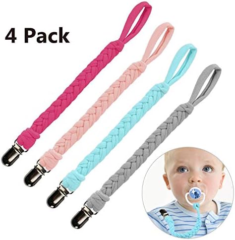 Hombae Pacifier Clip - Hand-Made Braided Soothie Pacifier Clips - Universal Pacifier Holder for All Styles Pacifiers, Teething Toys or Soothies, Soft & Comfortable