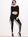 SweatyRocks Women's Stretchy Skinny Sheer Mesh Insert Workout Leggings Yoga Tights, Black, L
